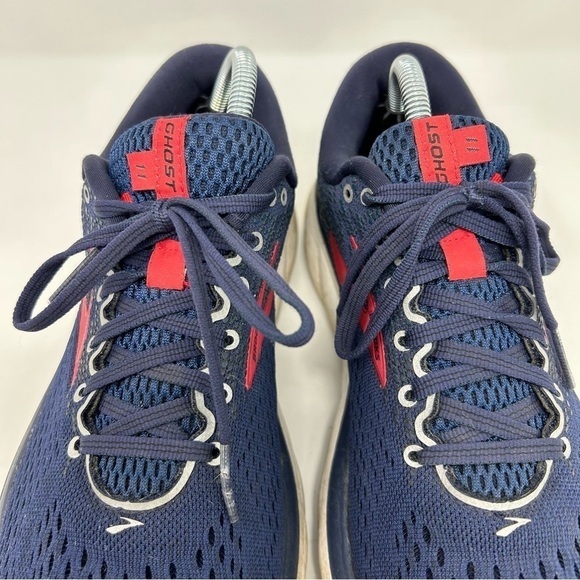 Brooks Ghost 11 Navy Blue with Pink Stripe Lace Up Active Running Shoe Size 10 - Picture 5 of 11